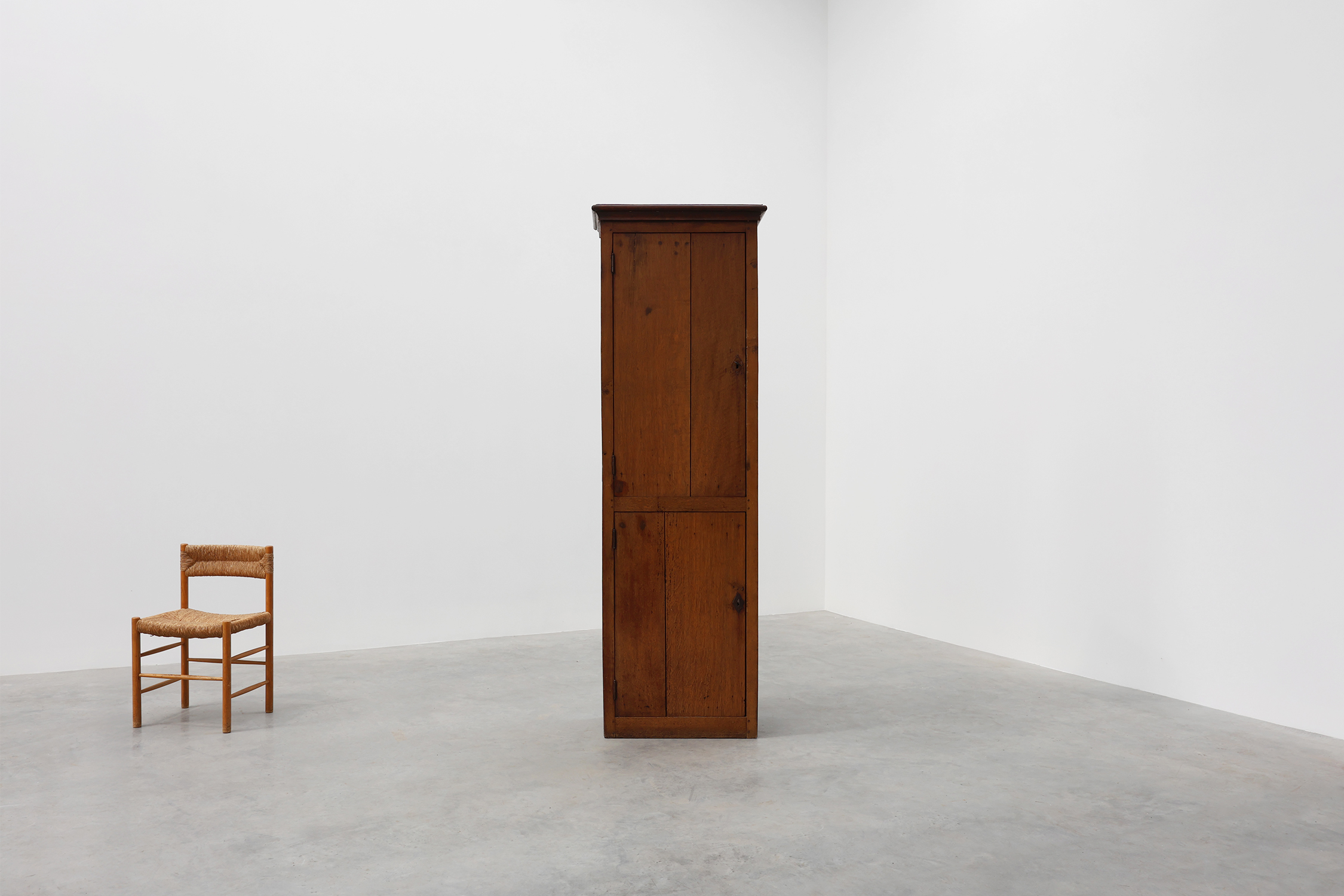 Rustic Tall French Monastery cabinet in oak from the late 19th centurythumbnail